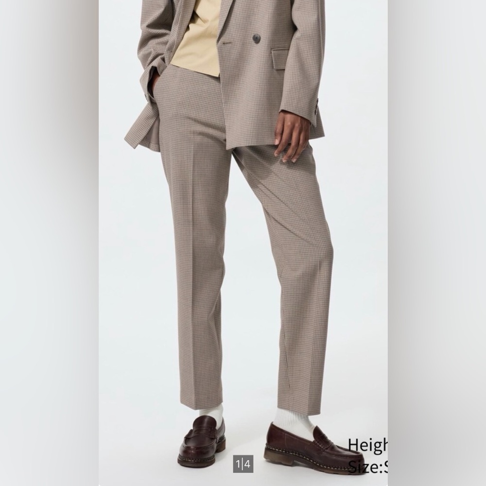 NEW Uniqlo smart ankle checked pants/tall